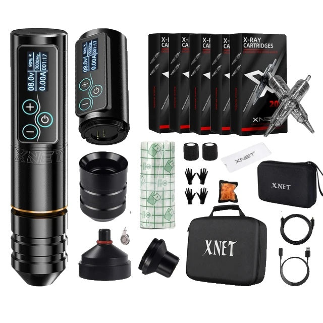 Trådløst Tatoveringsmaskine Kit, Børsteløs Motor, 2400mAh Batteri