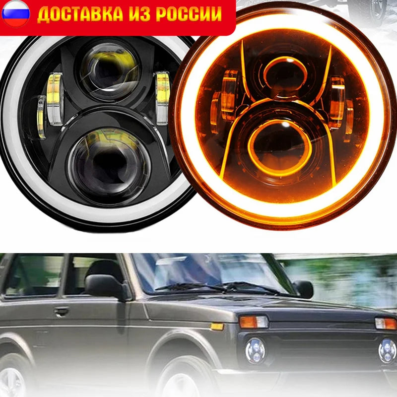Jeep Wrangler LED-forlygter, 7 tommer, høj/lav stråle