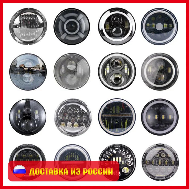 Jeep Wrangler LED-forlygter, 7 tommer, høj/lav stråle