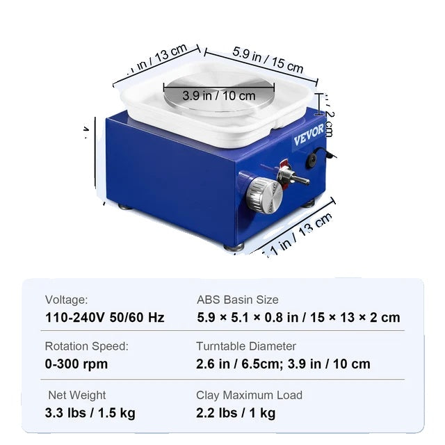 Drejeskive, Justerbar Hastighed, Aftagelig Skål