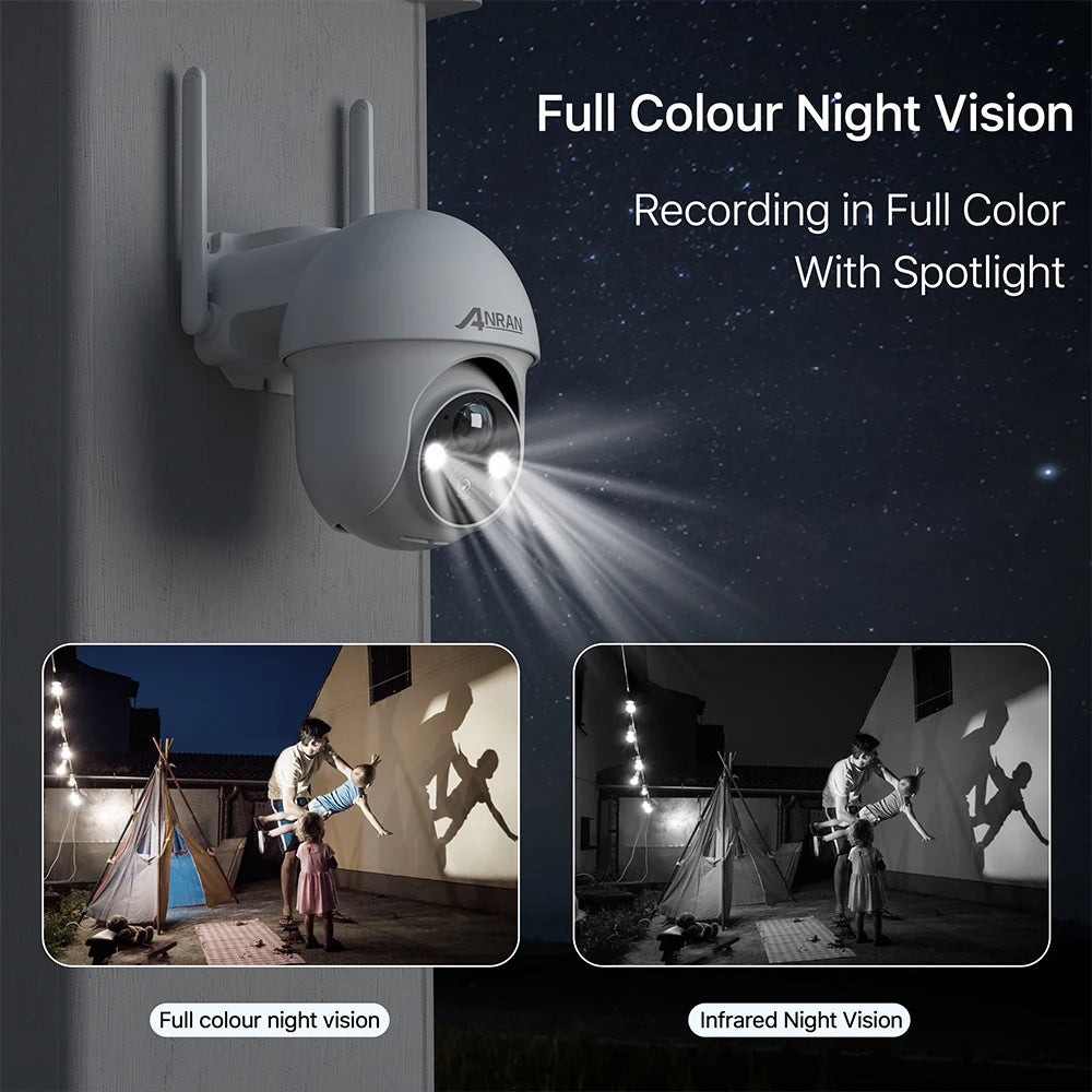 Solcelle Sikkerhedskamera, 360° Dækning, Trådløst og Vandtæt