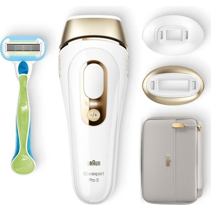 Silk pulsed light epilator · Expert Pro 5 PL5154 met 3 accessoires: precisiekop, scheermes, flexibele tas - wit
