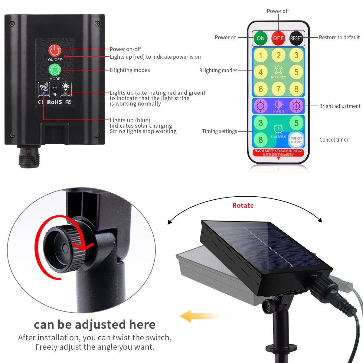BrightAura SolarChain | Solar LED Lichterkette | Schnelllade & Wetterfest | Fernbedienung 5