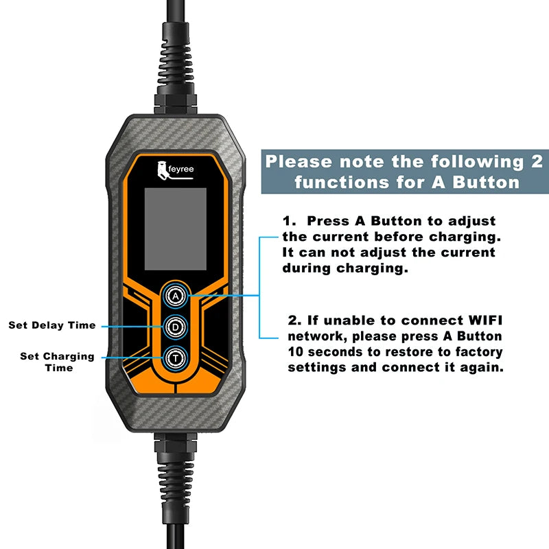 Draagbare EV-lader, 11KW Snelladen, Wi-Fi Connectiviteit