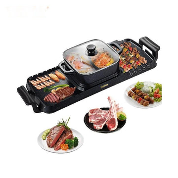 Elektrisk BBQ Pan Grill Hot Pot 2400W - 5 Temperaturkontrol, Antia