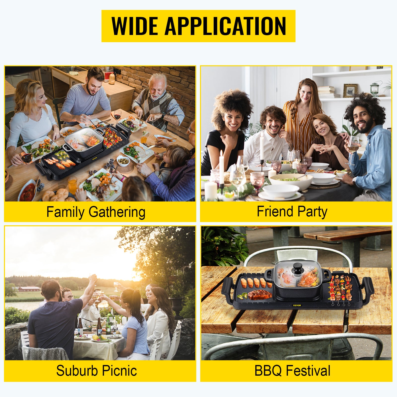 Elektrisk BBQ Pan Grill Hot Pot 2400W - 5 Temperaturkontrol, Antia