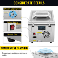 Fødevarevakuumpakkemaskine - 120W vakuumpumpe, multifunktionel