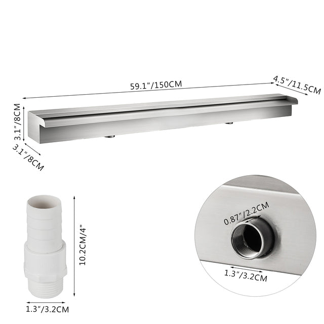 Pool Springvand, Rustfrit Stål, Vandfaldseffekt, Nem Installation