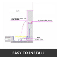 Pool Springvand, Rustfrit Stål, Vandfaldseffekt, Nem Installation
