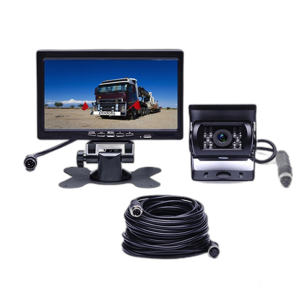 7 inch Car Monitor Screen + IR Night Vision Camera - DC 12V-24V Bus Re