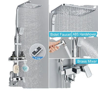 Shower Faucet Set, Rainfall Bathtub Tap, Bathroom Shelf