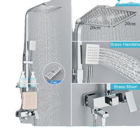 Shower Faucet Set, Rainfall Bathtub Tap, Bathroom Shelf