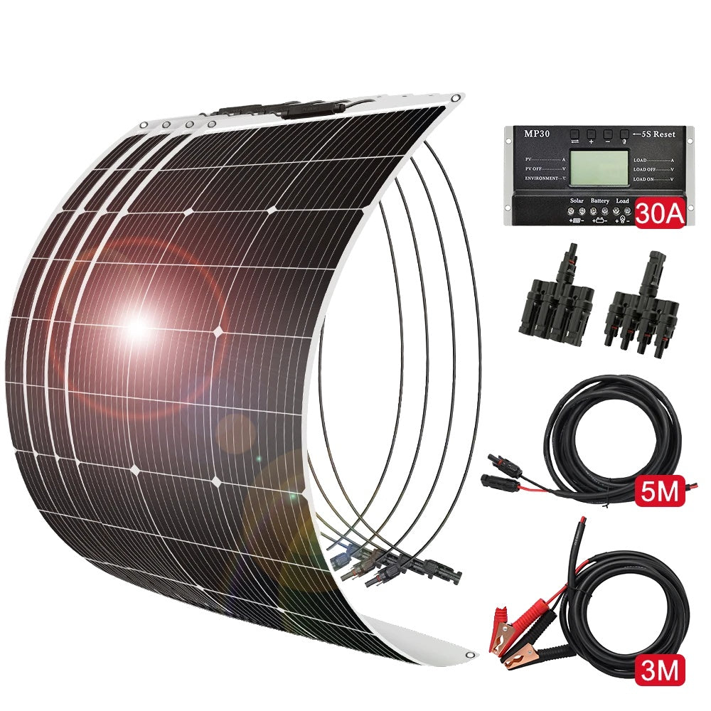 Flexible Solar Panel, Waterproof, 12V Solar Battery Pack