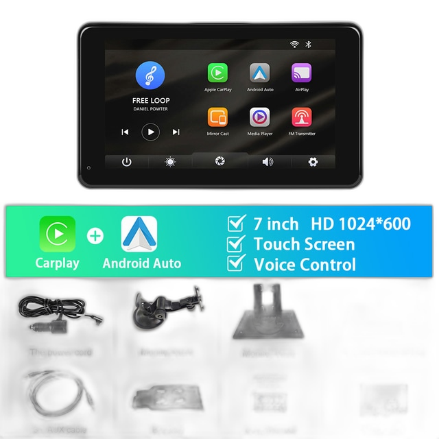 7 tommer bilstereo MP5-afspiller med Carplay, Android Auto, Bluetooth - Na