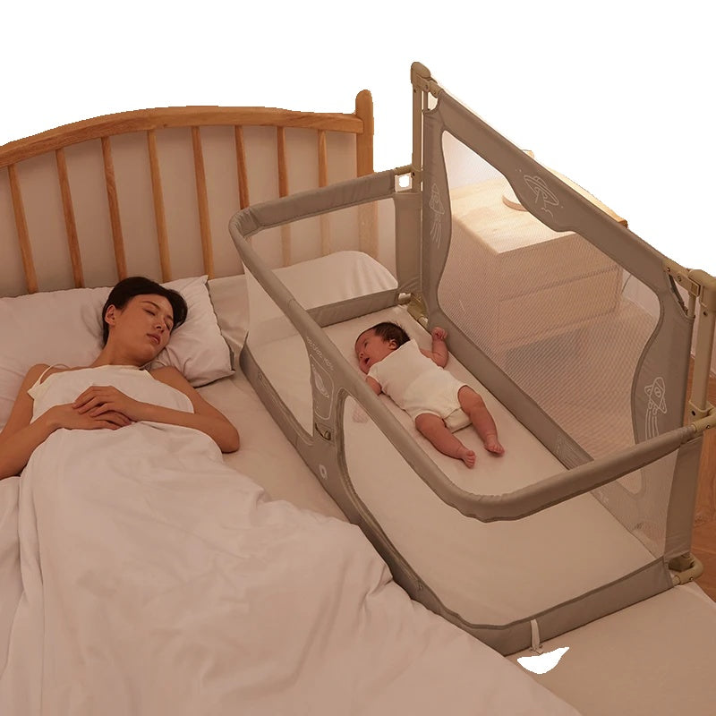 Portable Baby Crib, Liftable Bumpers, 3 in 1 Bed Guardrail