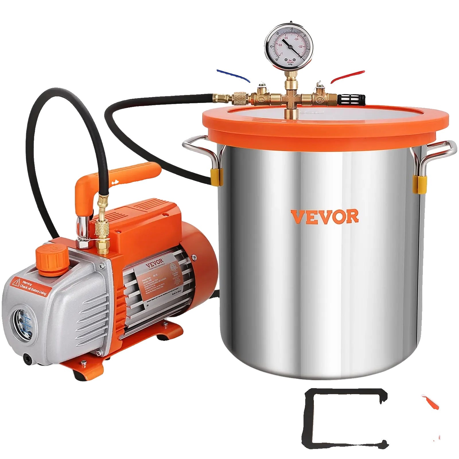 Vacuum Pump, Single Stage, 5 Gallon Chamber