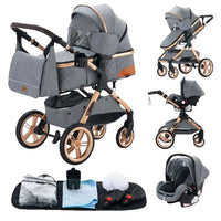 Luxury Stroller, Convenient Foldable Design, Safety Seat Compliant with EU Regulations