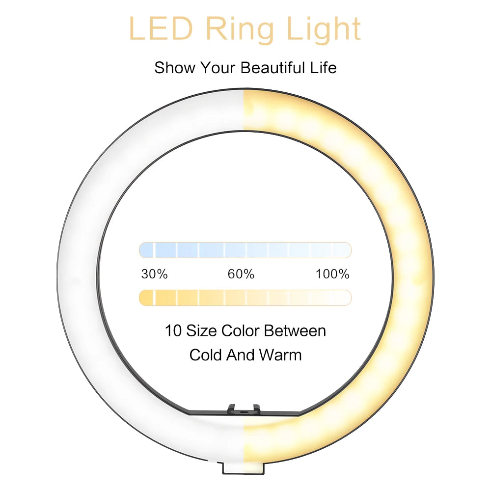 LED Selfie Ring Light, Dimbaar, Verstelbare Statiefstandaard