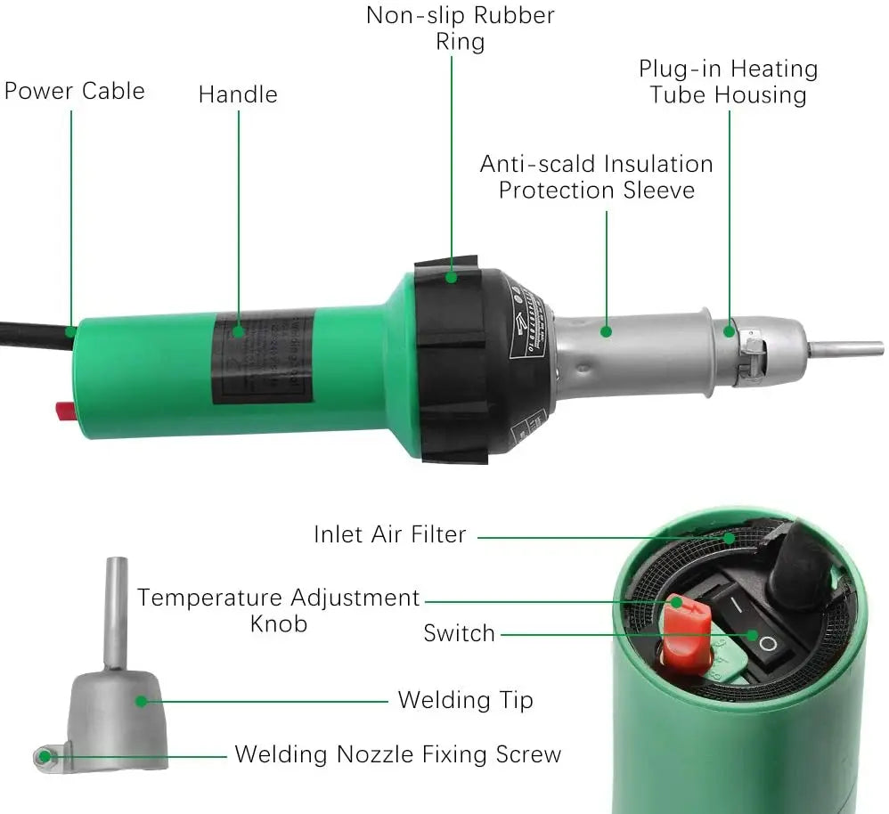 Plastic Welder, 1600W Power, Hot Air Torch