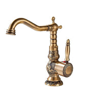 Bathroom Basin Faucet, Antique Brass, 360 Rotation