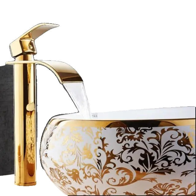 Bathroom Faucet, Gold Finish, Waterfall Design