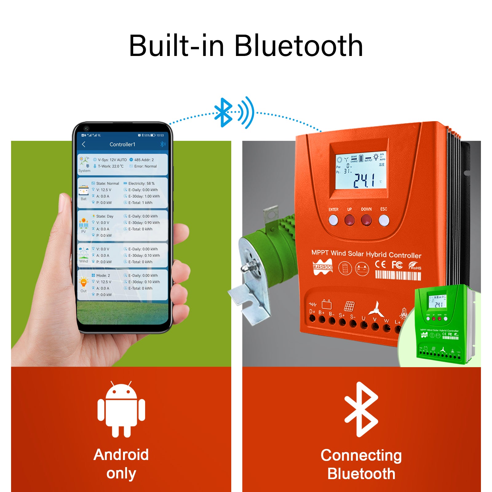 Solar Controller, MPPT Technology, WiFi Connectivity