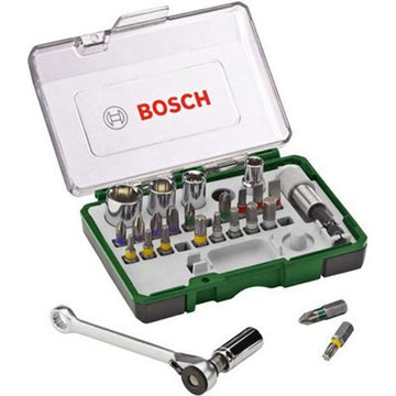 BOSCH Color screwing set 27 pcs + ratchet