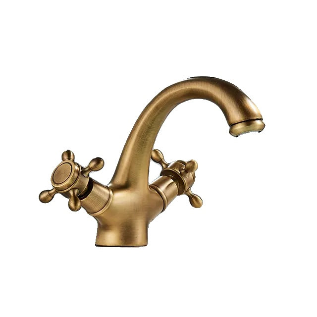 Bathroom Faucet, Antique Brass, Hot and Cold Water