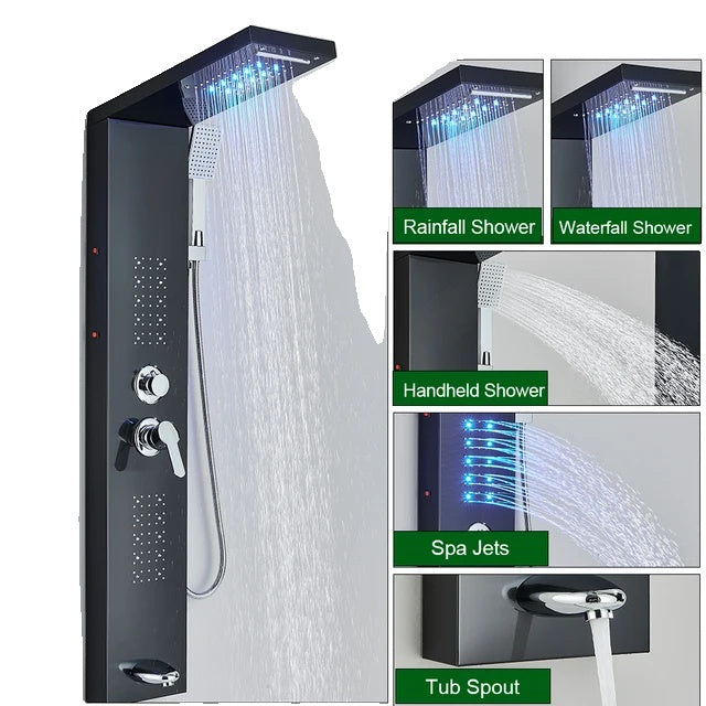 Shower Panel Tower System, Wall Mounted, Temperature Screen