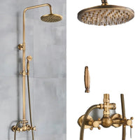 Bathroom Shower Set, Antique Brass, Wall Mounted