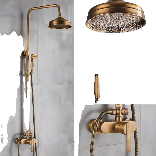 Bathroom Shower Set, Antique Brass, Wall Mounted