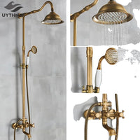 Bathroom Shower Set, Antique Brass, Wall Mounted