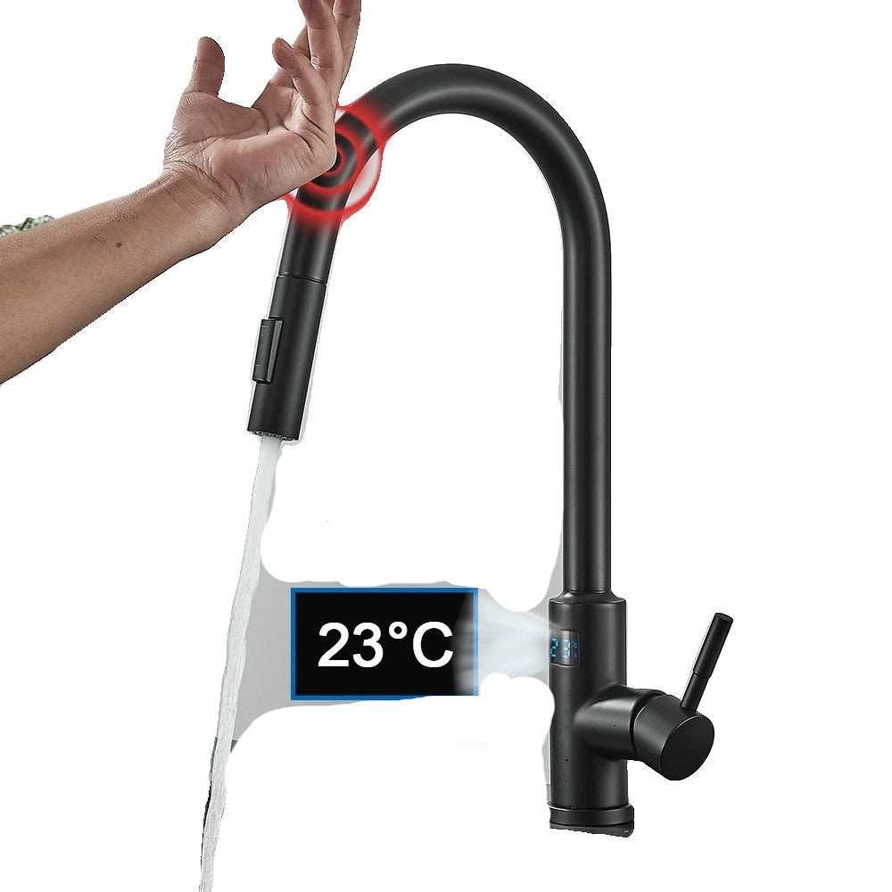 Kitchen Faucet, Digital Temperature Display, Pull Out Nozzles