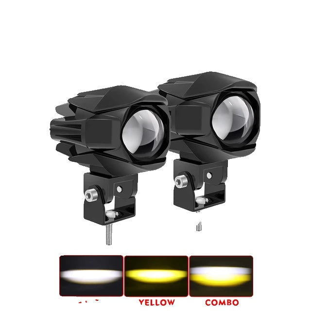 Motorbike Spotlight, High Low Beam, Dual Color Fog Light