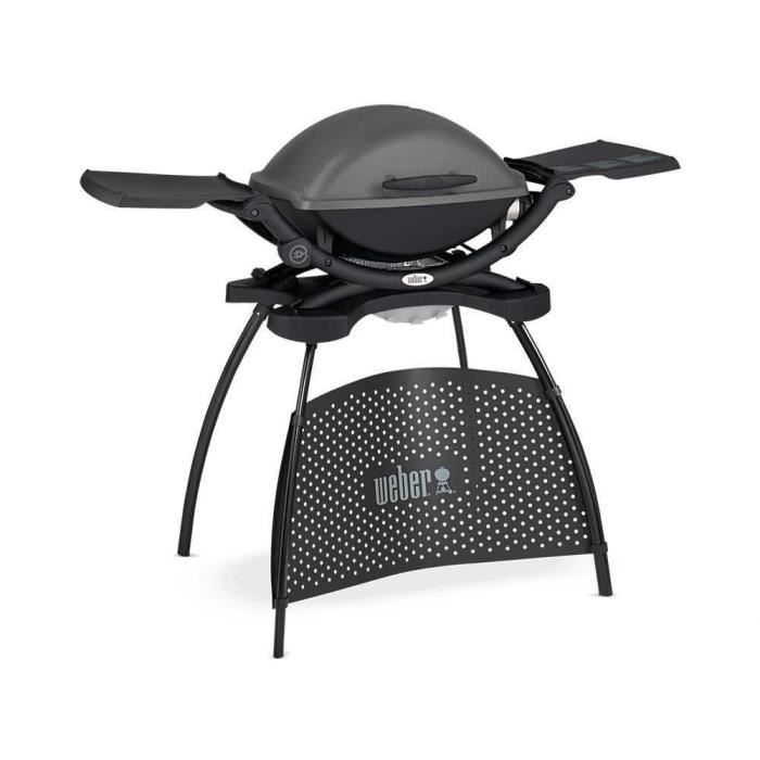 WEBER Q2400 elektrische barbecue met standaard - Stalen grill 55x39 cm - Deksel met warmte reflector - Grijs