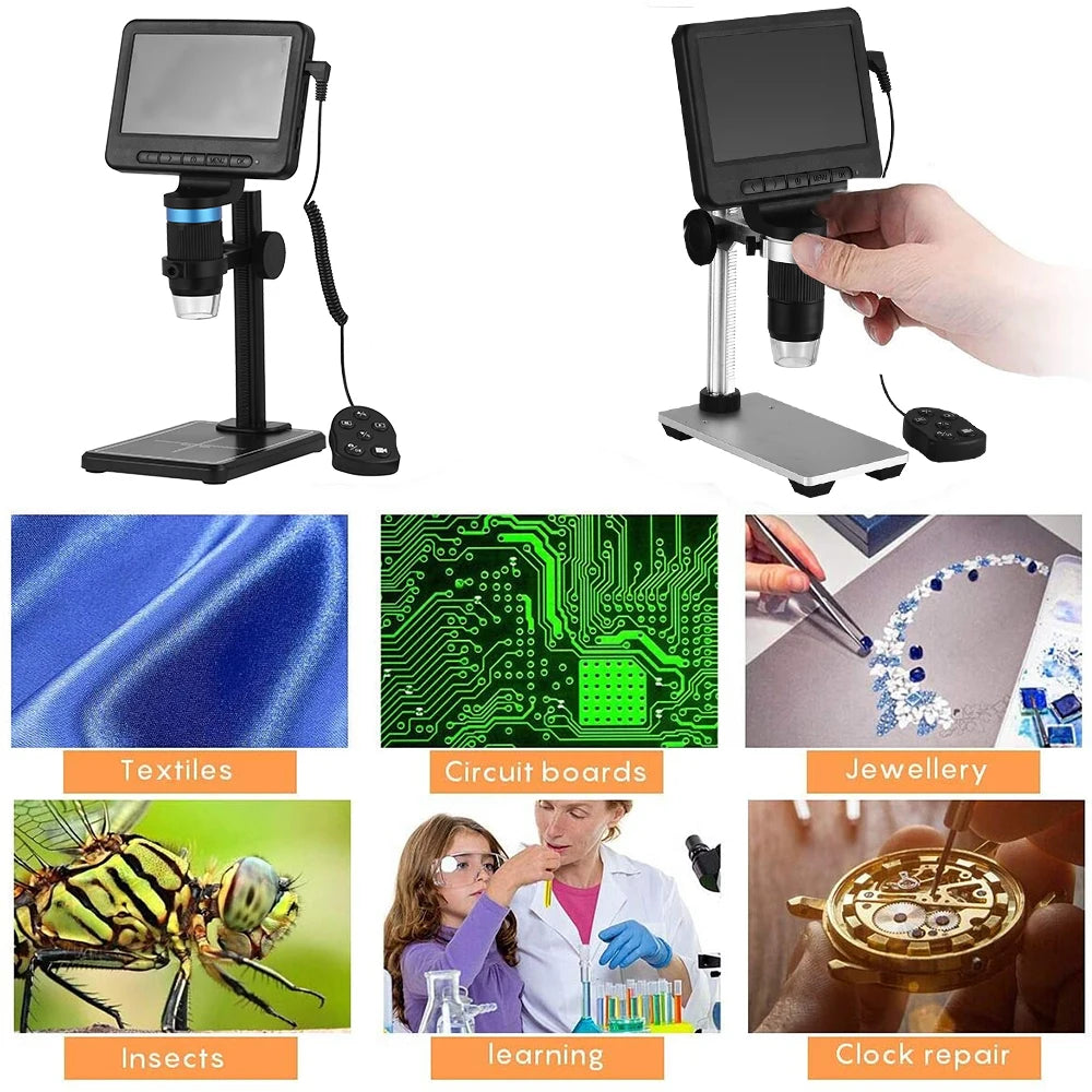 Wireless Digital Microscope, Adjustable Magnification, 5 Inch Screen