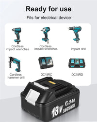 Rechargeable Battery Compatible with Makita, 6.0Ah, Lithium-ion Cell