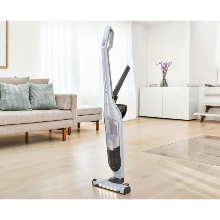 Bosch BBH3ALL28 Draadloze bezemstofzuiger 2N1 en Flexxo multifunction - 2 snelheden - 28 V - 55 min autonomie - Metallic wit