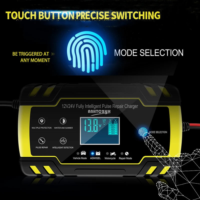 Car Battery Charger, 8A Fast Charge, LCD Display