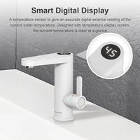 Electric Heating Faucet, Tankless with Digital Display, Ideal for Kitchen, Campervan and Boat