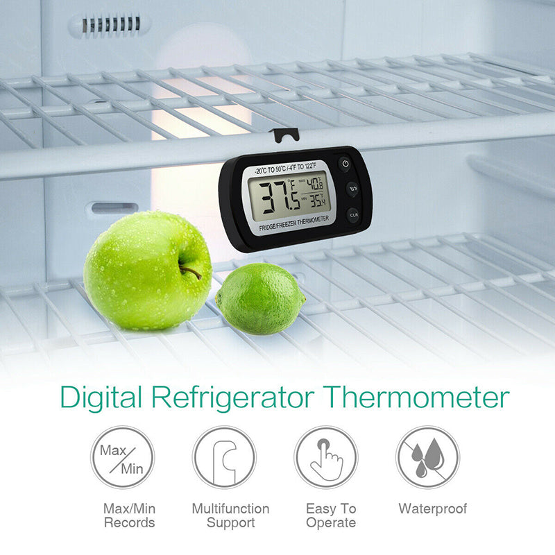 Digital Waterproof Thermometer - Large Screen, Hanging Refrigerator With