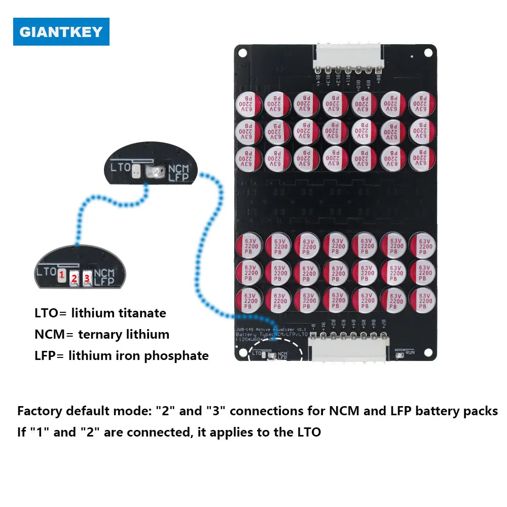 Kapacitiv Aktiv Balance Board, Understøtter Li-ion, Lifepo4, LTO Batterier
