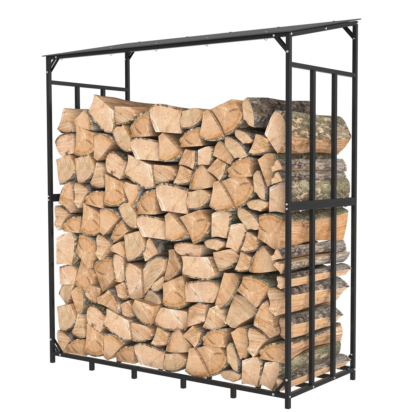 Firewood Rack Stand, Heavy Duty, Outdoor Wood Storage