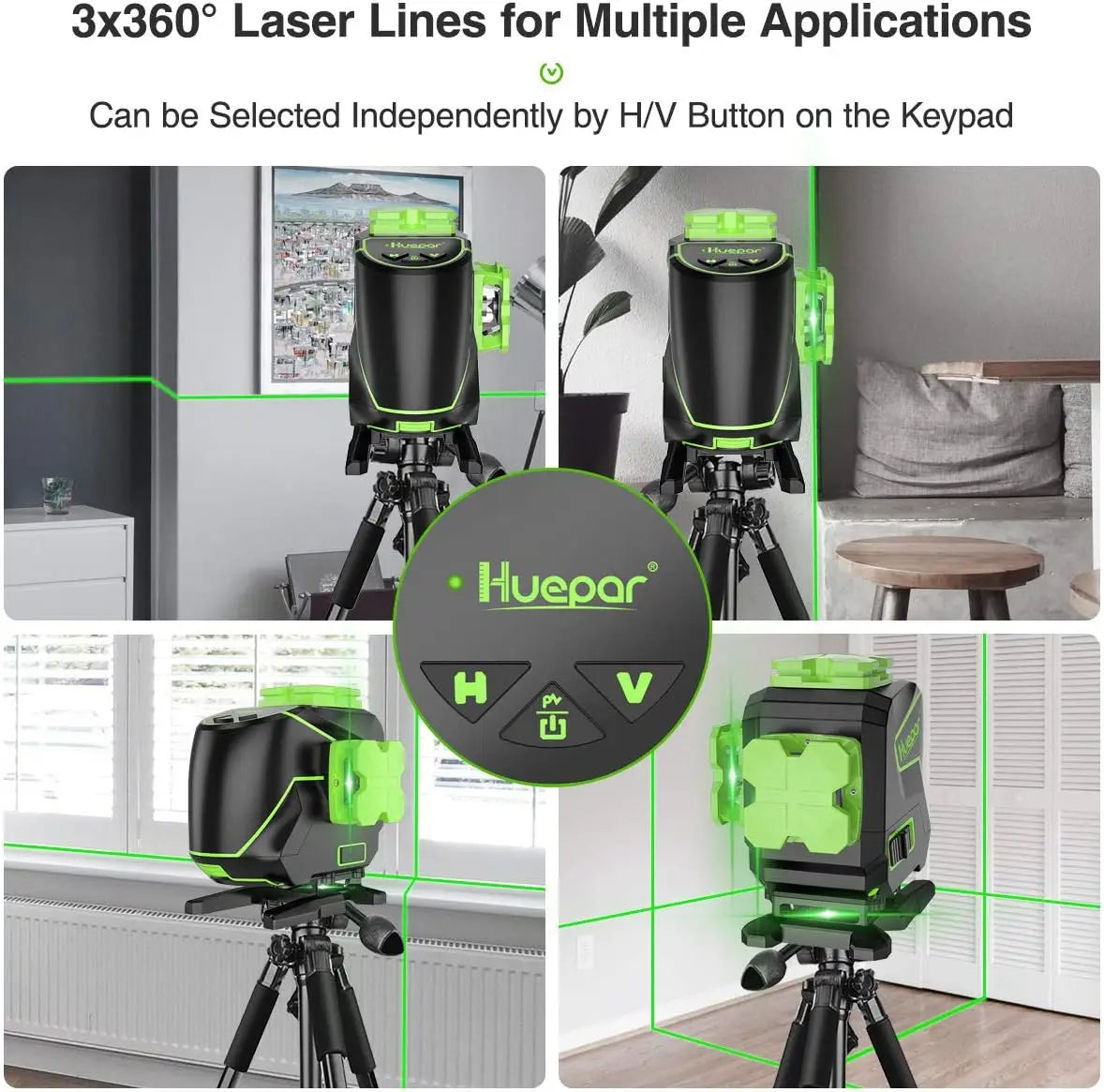 Laser Level, 3D Alignment, Green Beam