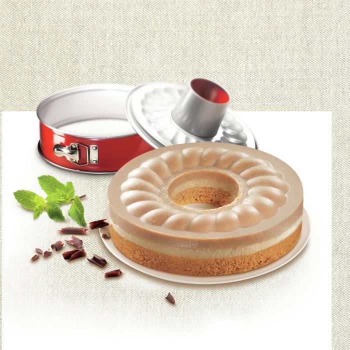 TEFAL Delibake cake mold in steel - Ø 30 x 11 cm - Red and gray - With hinge