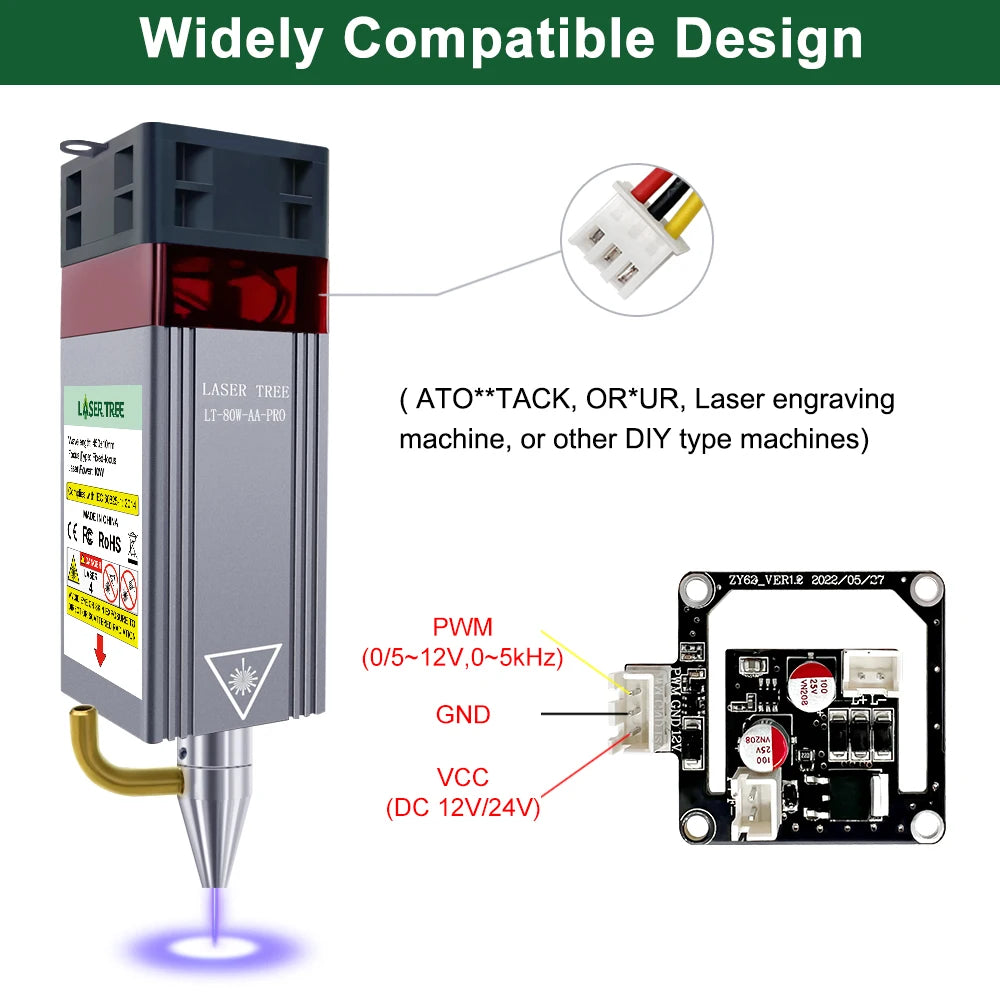 Laser Engraver Module, Air Assist, Built-in FAC, 450nm Wavelength