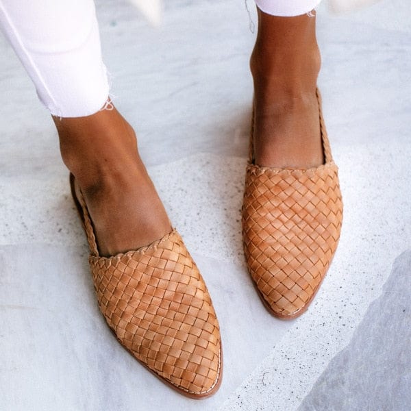 Linovero | Geflochtene Leder-Slipper mit mandelförmiger Spitze