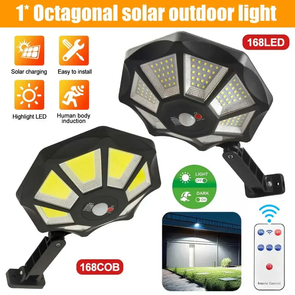 Lumiaro OctaBeam | 360° Solarlampe | 168 LEDs & Bewegungssensor | Mit Fernbedienung 1