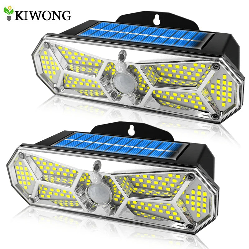 LuminoGuard | Solar LED Wandleuchte | 158 LEDs Bewegungsmelder | IP65 Wetterfest 1