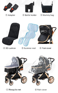 Luxury Stroller, Convenient Foldable Design, Safety Seat Compliant with EU Regulations